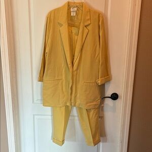 Vintage Bobbie Brooks Yellow Power Suit Set Blazer & Pants  80s 90s